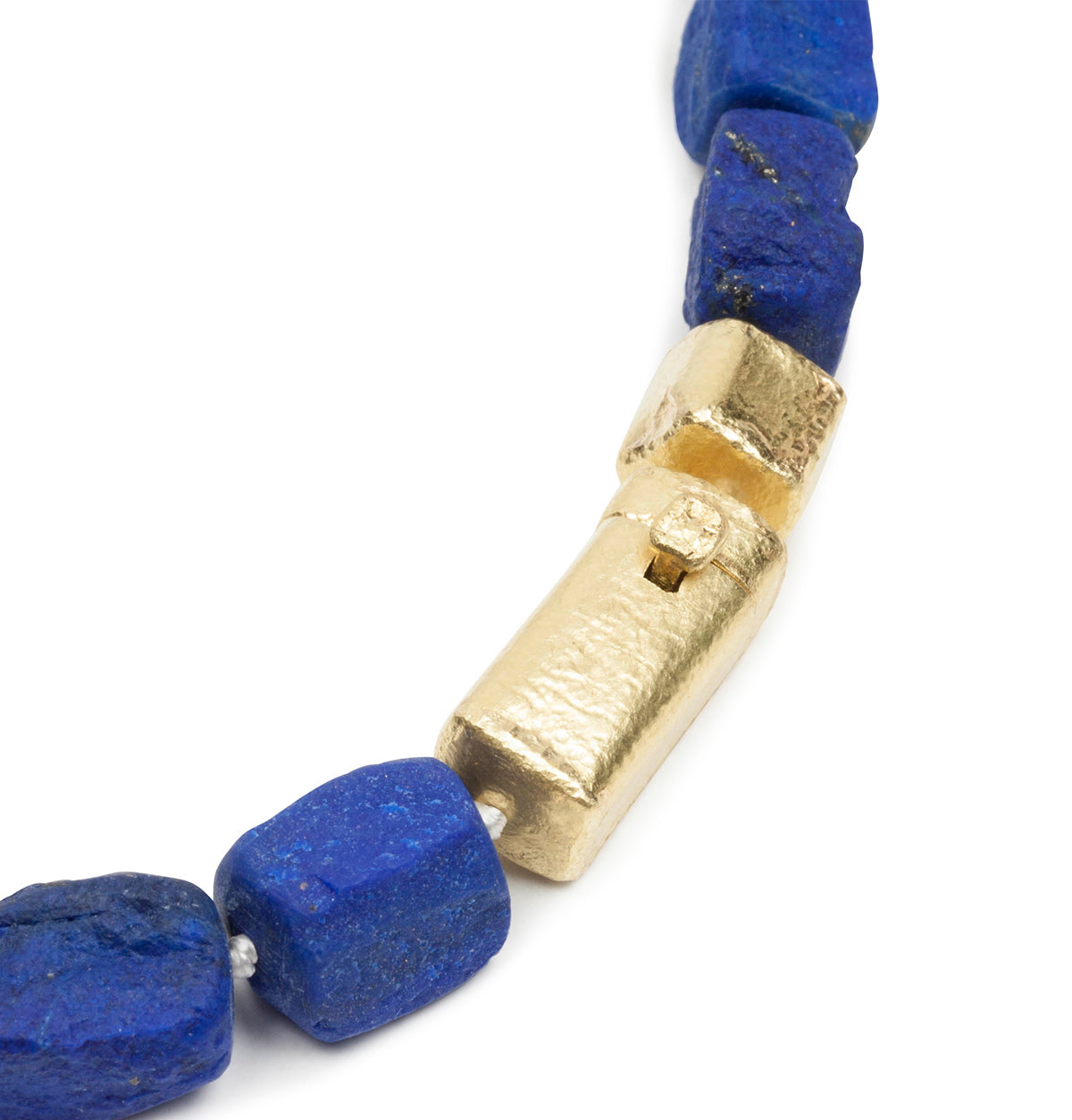Große blaue Lapislazulikette mit 750 Goldelementen und passendem Goldverschluss