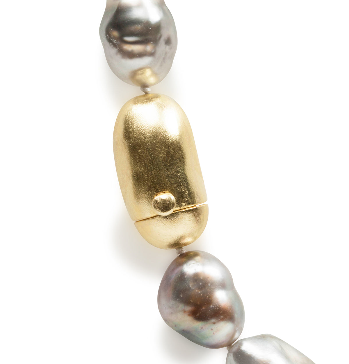 Graue Tahiti Keshi Perlenkette mit 750 Goldverschluss