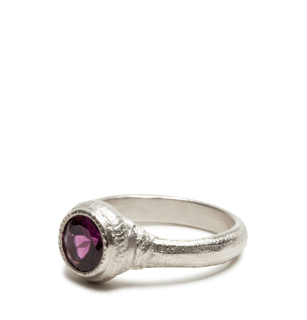 925 Silberring mit violettem Granat