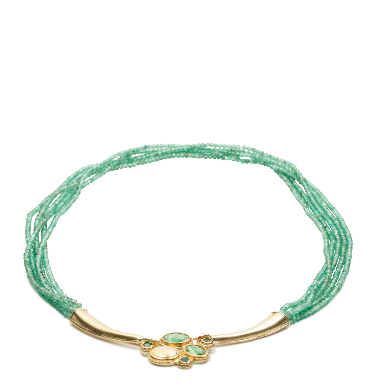 Funkelnde Smaragd Halskette aus 750 Gold mit grünem Chromdiopsid
