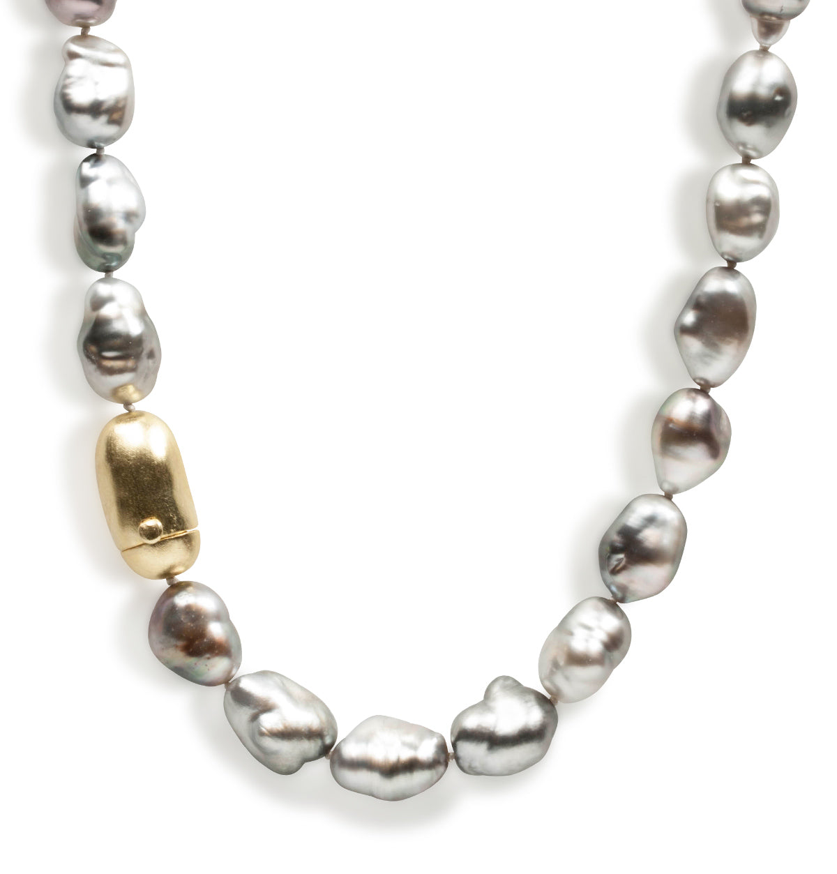 Graue Tahiti Keshi Perlenkette mit 750 Goldverschluss