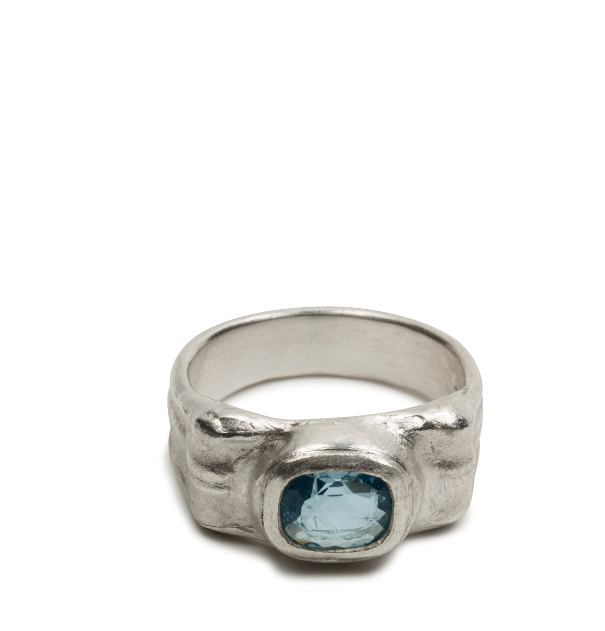 Matter 925 Silberring mit blauem Aquamarin