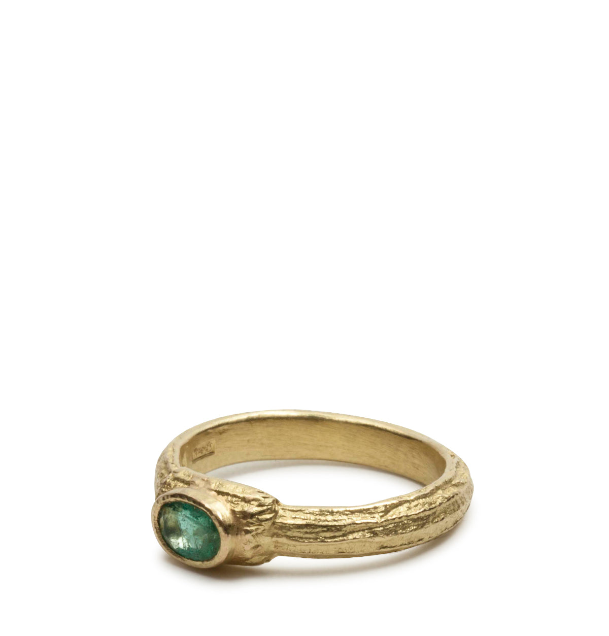 Zierlicher 750 Goldring mit ovalem grünem Smaragd