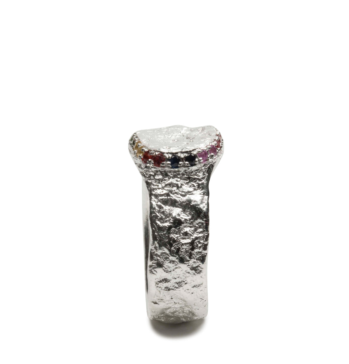 Nugget Saphire Silver Signet Ring